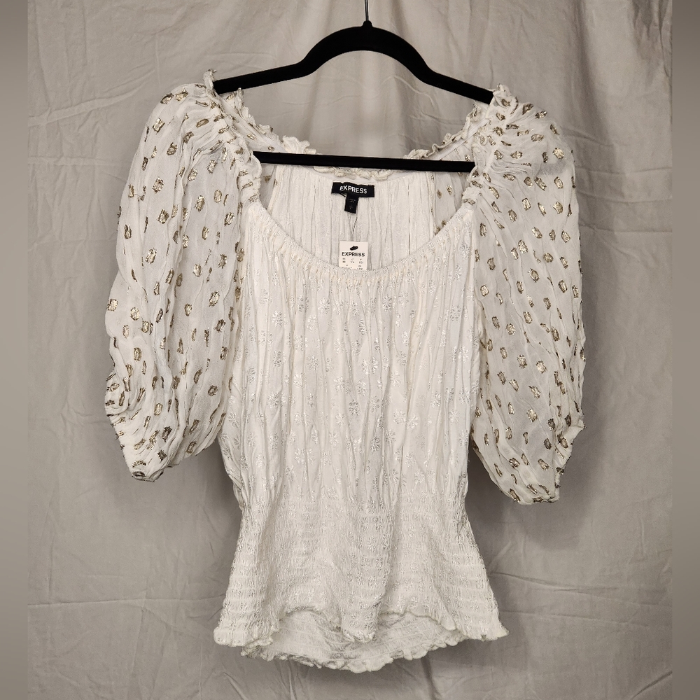 Express Large White & Gold top